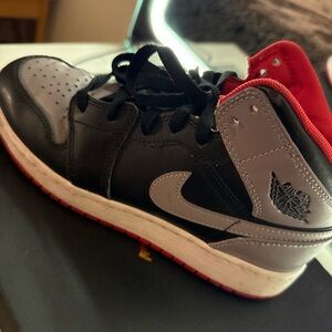 Jordan Kids Black and Gray Sneakers with Red Accents